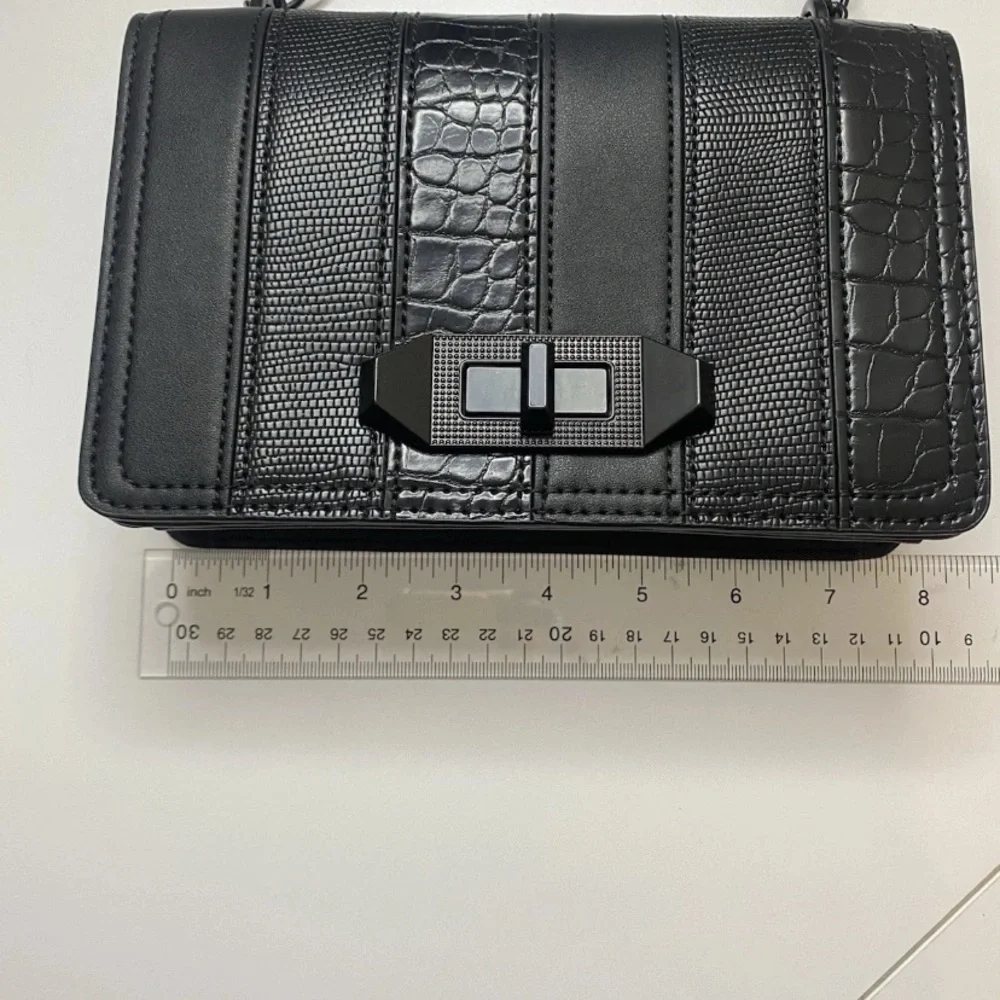 Aldo Small Faux Leather Black Crossbody Bag Chain Strap